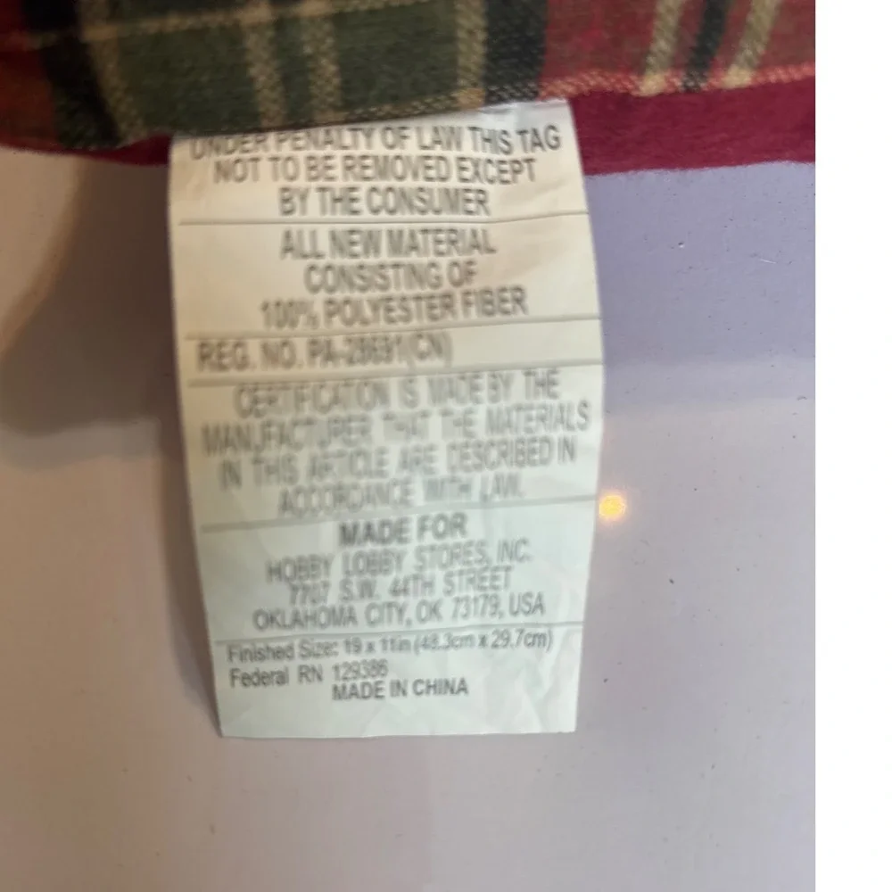 Hobby Lobby Snowman Decorative Pillow OS Green Red‎ Excellent Plaid Let It Snow